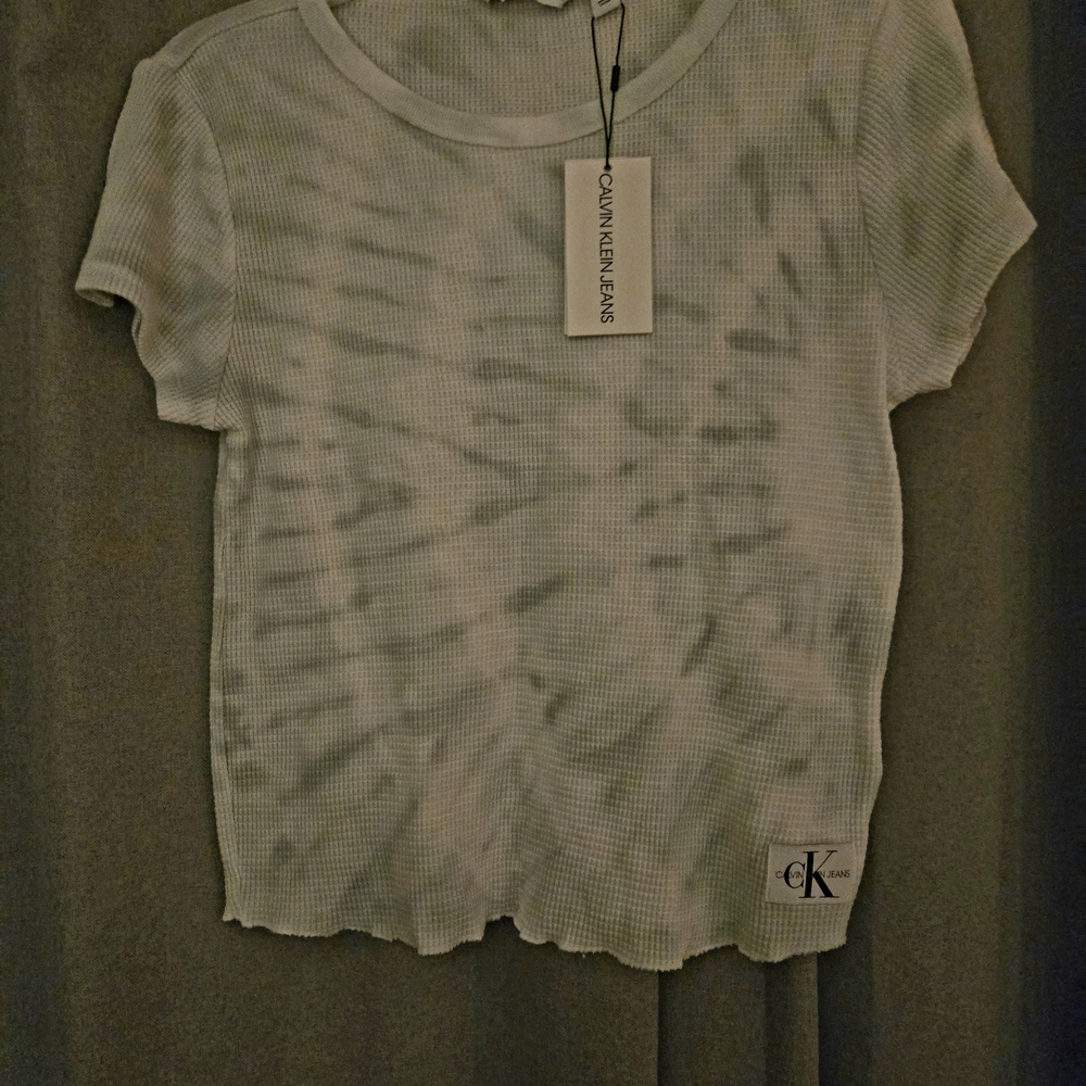 Calvin Klein Women's Tie-Dye White Tee